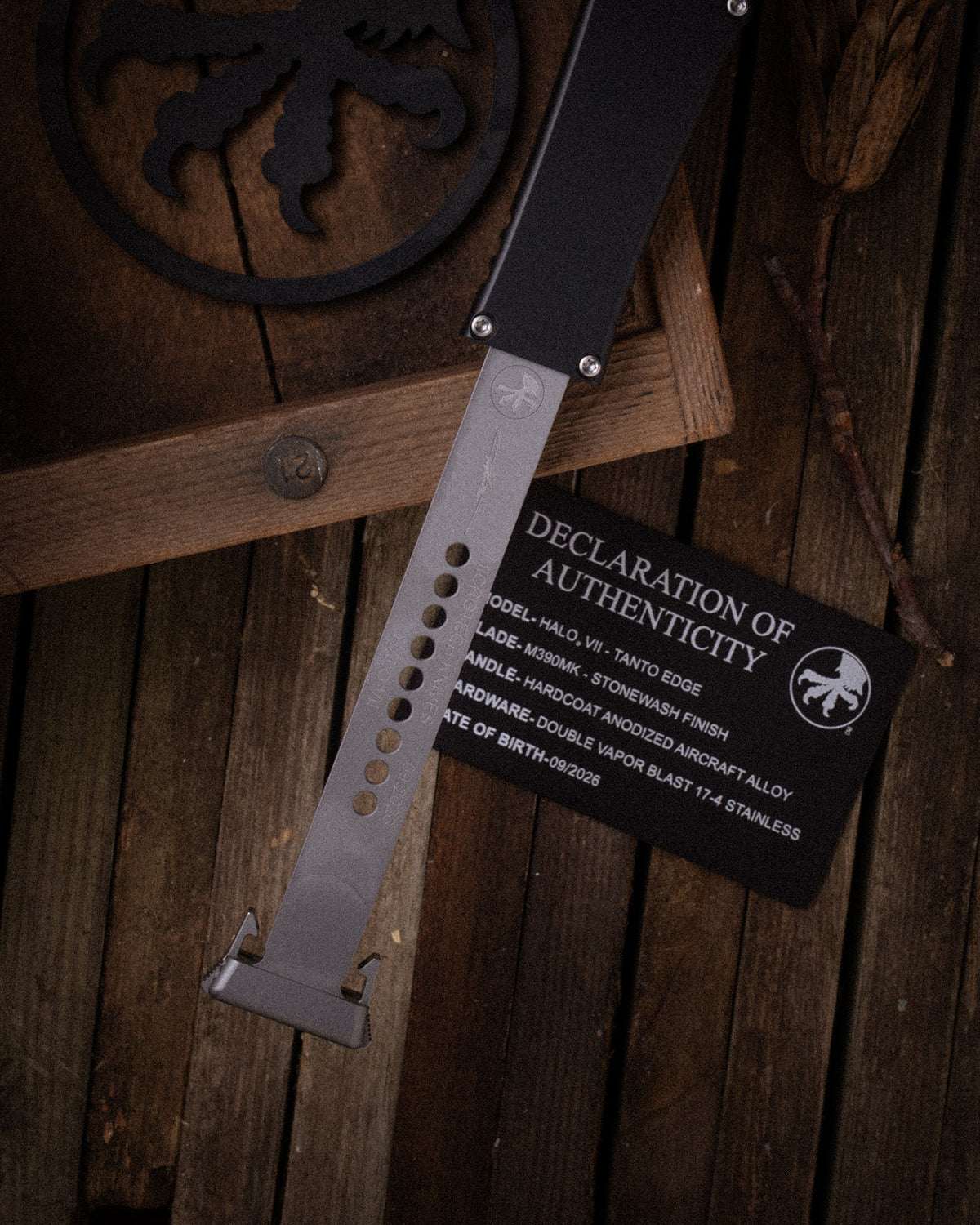 HALO® VII TANTO EDGE MARFIONE SELECT STONEWASH FINISH HARDCOAT ANODIZED ALLOY DOUBLE VAPOR BLAST STAINLESS (1351-10MS1)