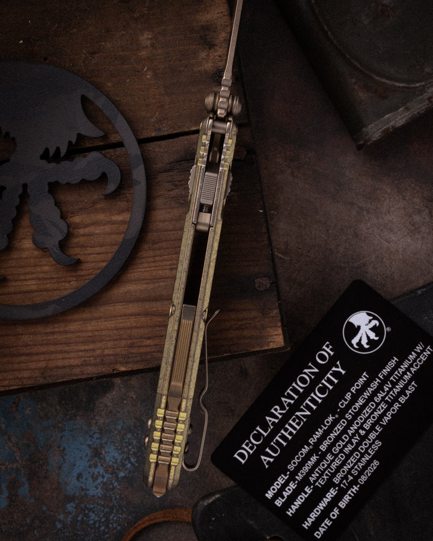 Socom® RAM-LOK® S/E Marfione Select Bronzed Stonewash Finish Antique Gold Anodized Titanium w/ Textured Inlay and Bronze Titanium Accents Bronzed Double Vapor Blast Stainless (160RL-13MS2)