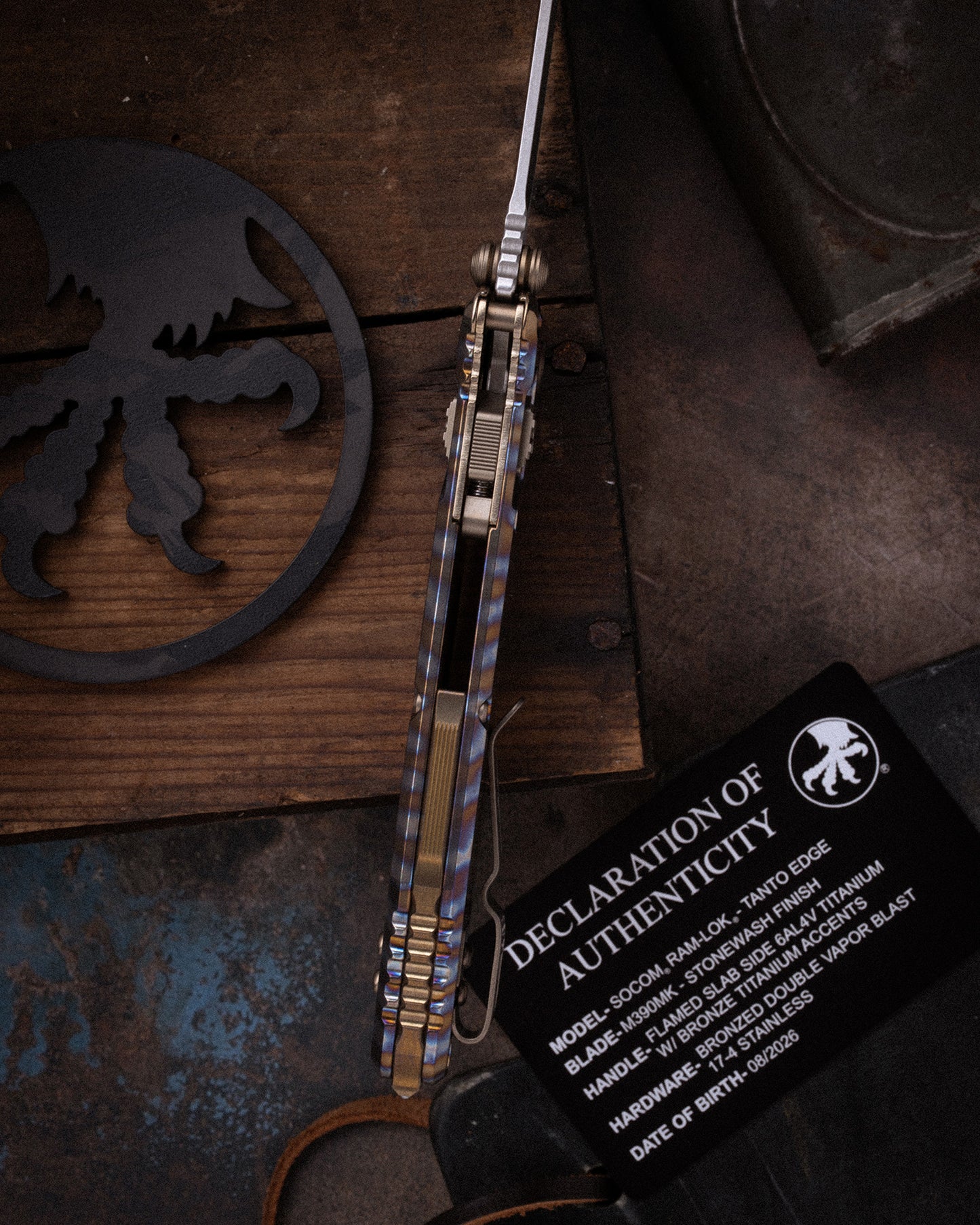 SOCOM® RAM-LOK® T/E MARFIONE SELECT STONEWASH FINISH FLAMED SLAB SIDE TITANIUM W/ BRONZE TITANIUM ACCENTS BRONZED DOUBLE VAPOR BLAST STAINLESS (161RLS-10MS8)