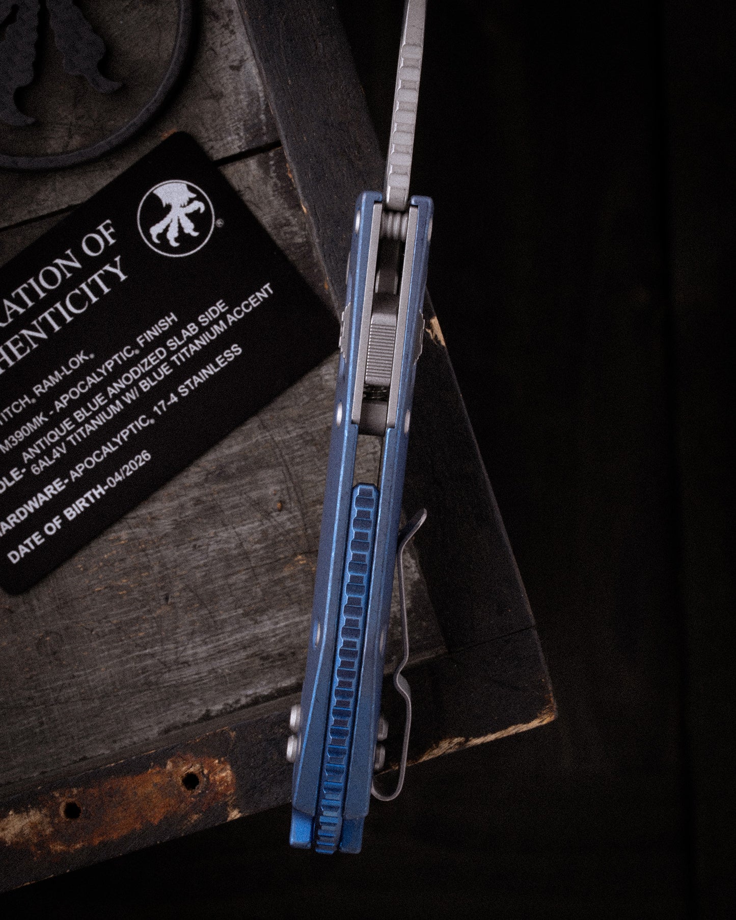 Stitch RAM-LOK™ Marfione Select Apocalyptic Finish Antique Blue Slab Side Titanium W/Blue Titanium Accent Apocalyptic Stainless (169RL-10APFRMS2) (Copy)