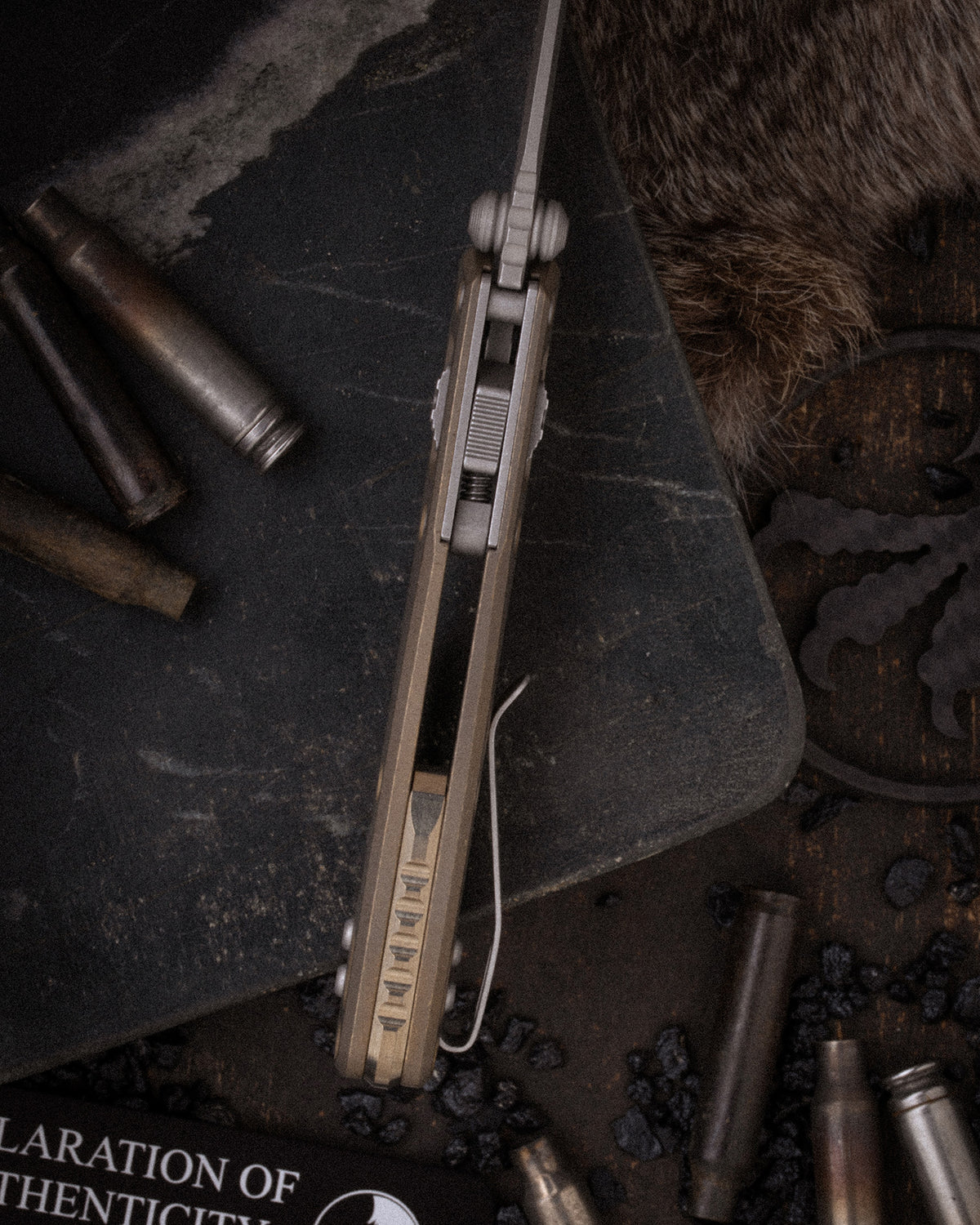 MSI® RAM-LOK® MINI PARTIAL SERRATED MARFIONE SELECT APOCALYPTIC® FINISH ANTIQUE BRONZE ANODIZED SLAB SIDE TITANIUM W/ BRONZE TITANIUM ACCENT APOCALYPTIC® STAINLESS (210M-11APMS3)