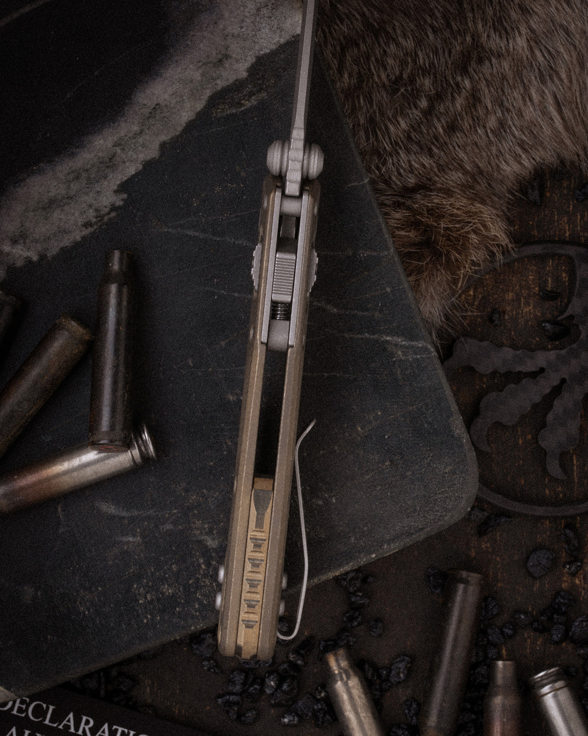MSI® RAM-LOK® MINI FULL SERRATED MARFIONE SELECT APOCALYPTIC® FINISH ANTIQUE BRONZE ANODIZED FLUTED TITANIUM W/ BRONZE TITANIUM ACCENT APOCALYPTIC® STAINLESS (210M-12APFLMS3)