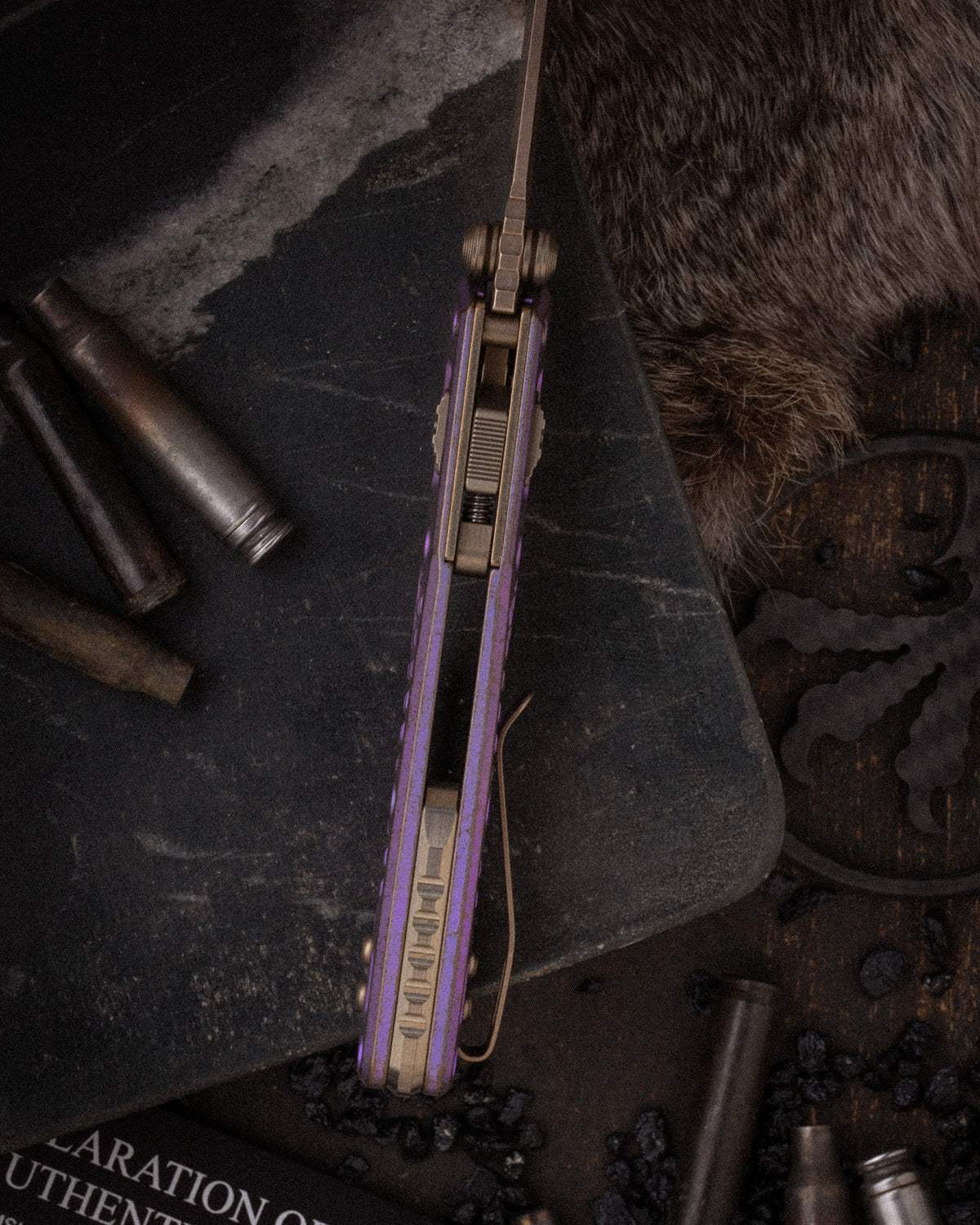 MSI® RAM-LOK® MINI MARFIONE SELECT BRONZED STONEWASH FINISH ROYAL PURPLE FRAG TITANIUM W/ BRONZE TITANIUM ACCENT BRONZED DOUBLE VAPOR BLAST STAINLESS (210M-13FRMS5)