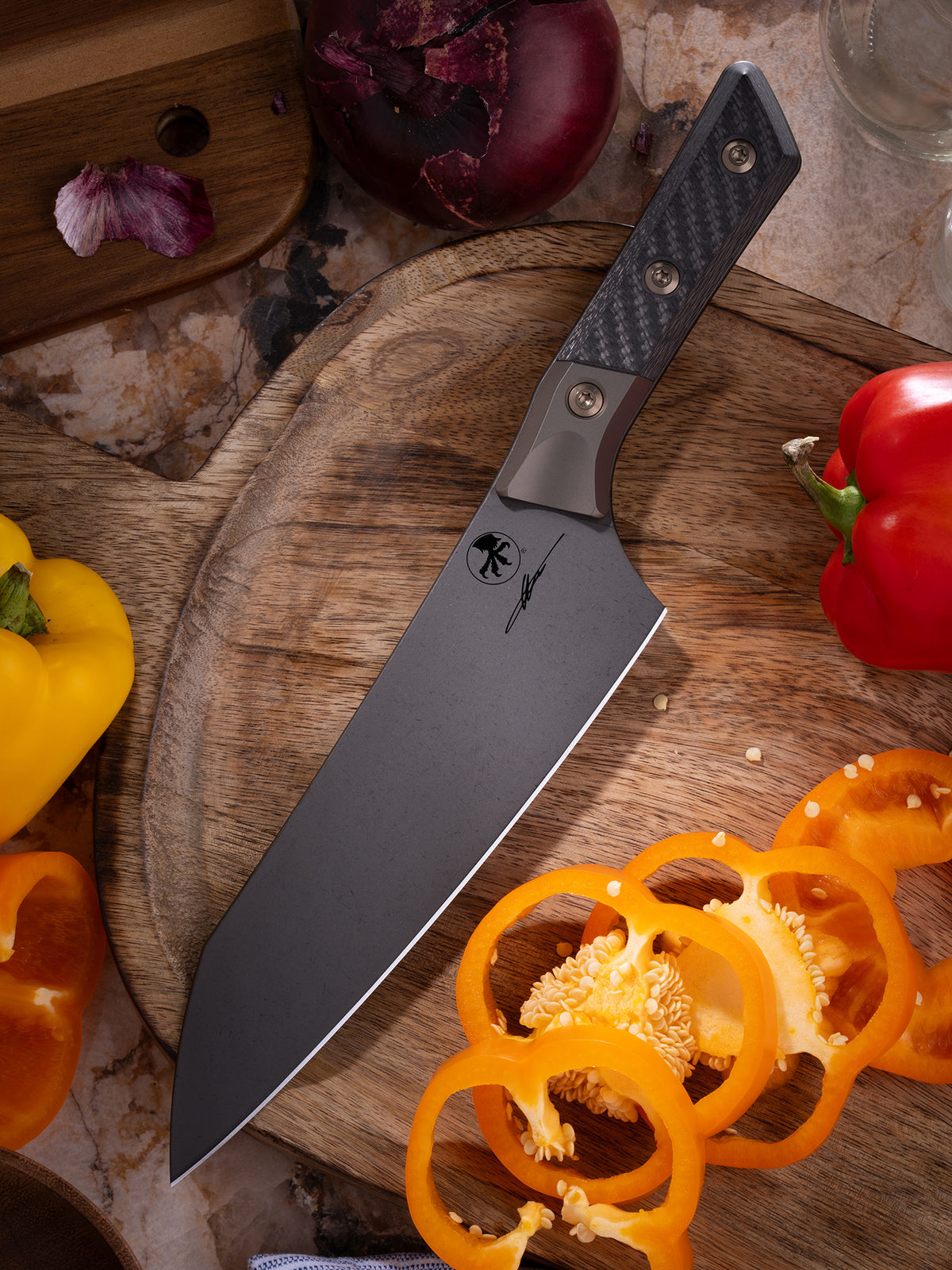 Chef Knife DLC Standard Bronze Titanium Bolster Carbon Fiber Signature Series (3000B-1DLCCFS)
