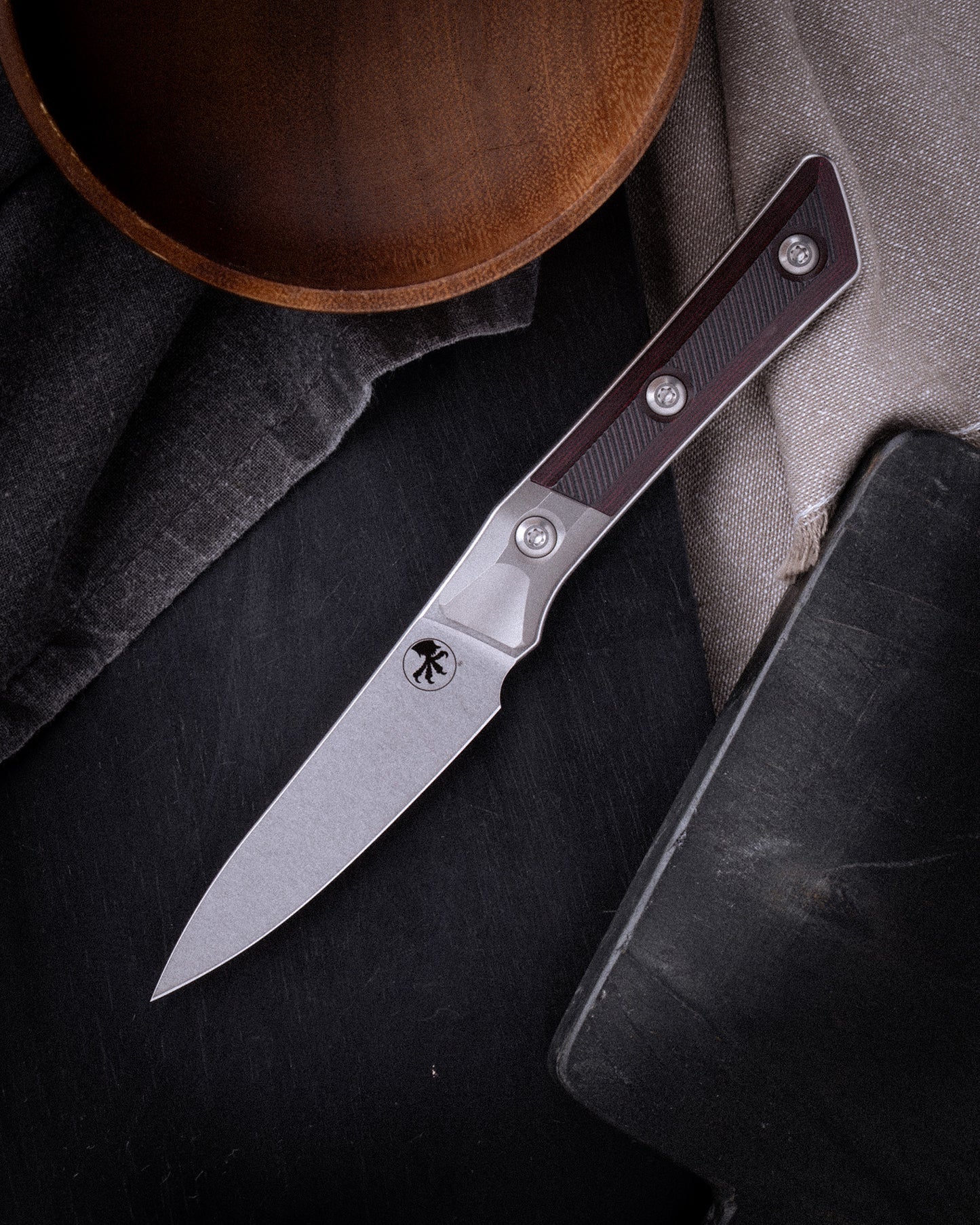 Paring Knife Stonewash Standard Titanium Bolster Black Cherry G-10 (3500B-10BC)