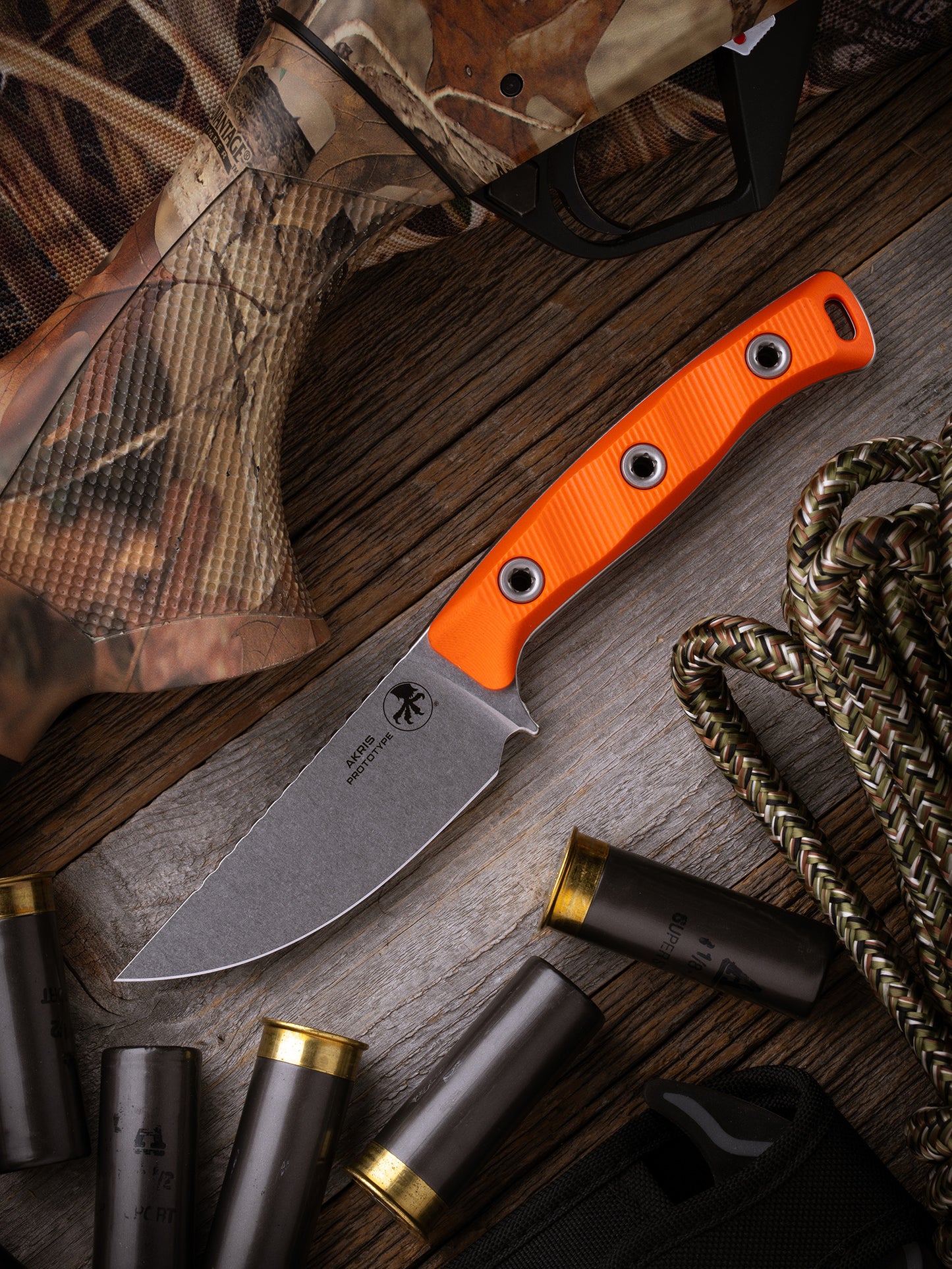 Akris Stonewash Standard G-10 Ember with Dark Chocolate Leather Sheath (95-10EM-1)