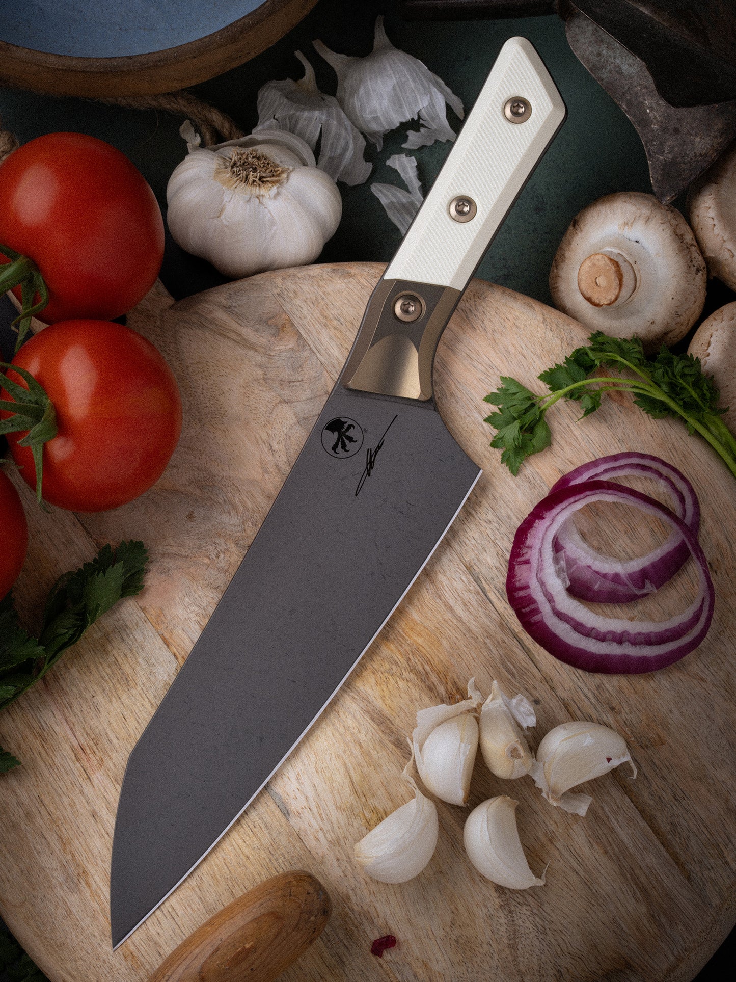 Chef Knife DLC Standard Bronzed Titanium Bolster G-10 Ivory Signature Series (3000B-1DLCIVS)