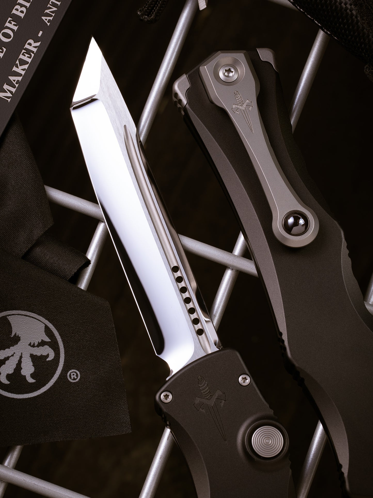 HALO IV TANTO EDGE- STAR GRIND MIRROR POLISH BLACK HARDCOAT ANODIZED ALLOY DOUBLE VAPOR BLAST MADE IN USA