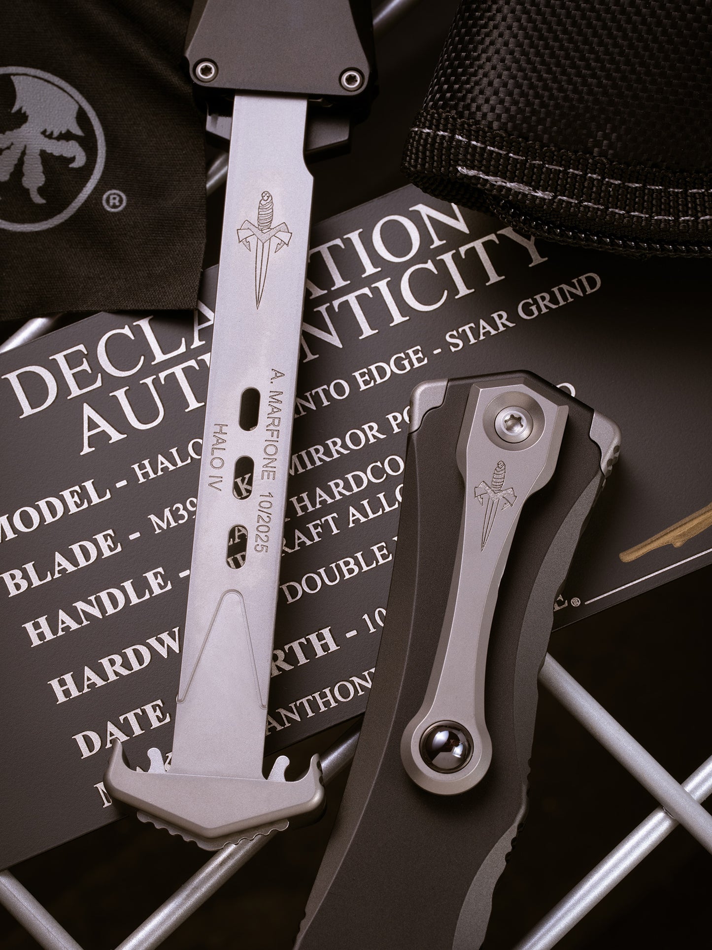 HALO IV TANTO EDGE- STAR GRIND MIRROR POLISH BLACK HARDCOAT ANODIZED ALLOY DOUBLE VAPOR BLAST MADE IN USA