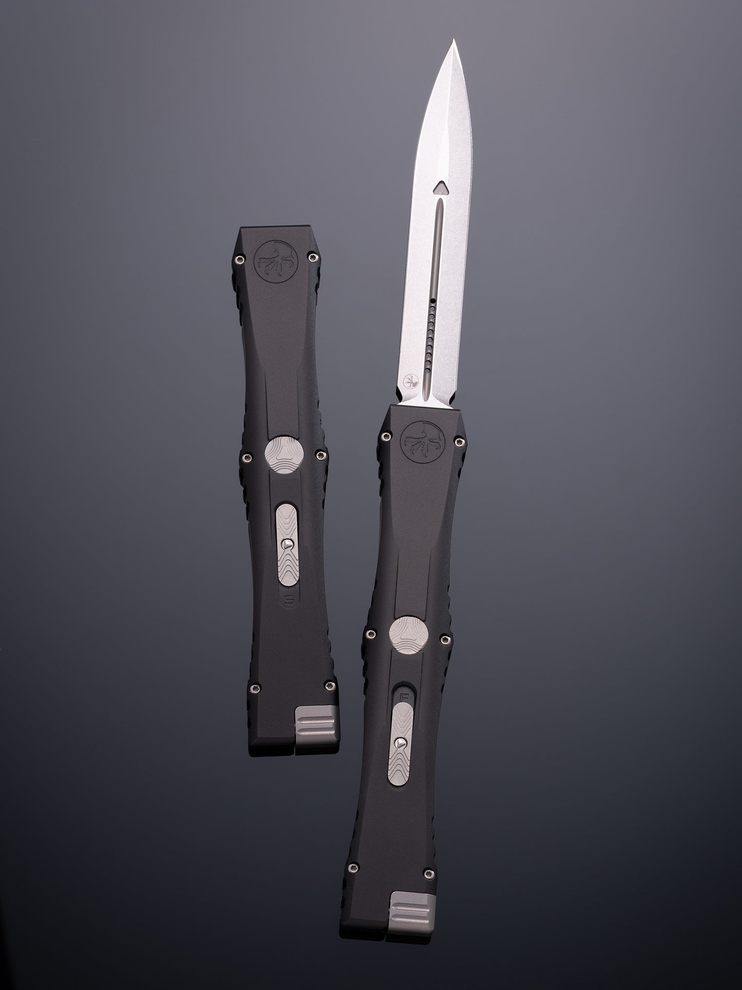 NEMESIS IV – DOUBLE EDGE M390MK – STONEWASH FINISH HARDCOAT ANODIZED AIRCRAFT ALLOY DOUBLE VAPOR BLAST 17-4 STAINLESS