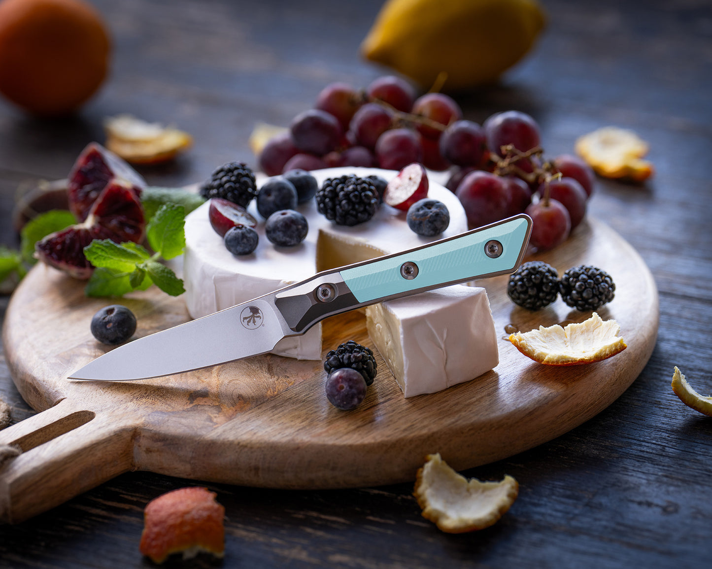 Paring Knife Stonewash Standard Titanium Bolster Caribbean Blue G-10 (3500B-10CA)