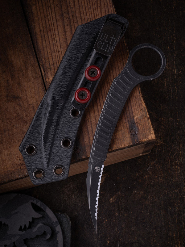 Feather Signature Series S/E Distressed Black Full Serrated (215-3DBKS-FLAG)