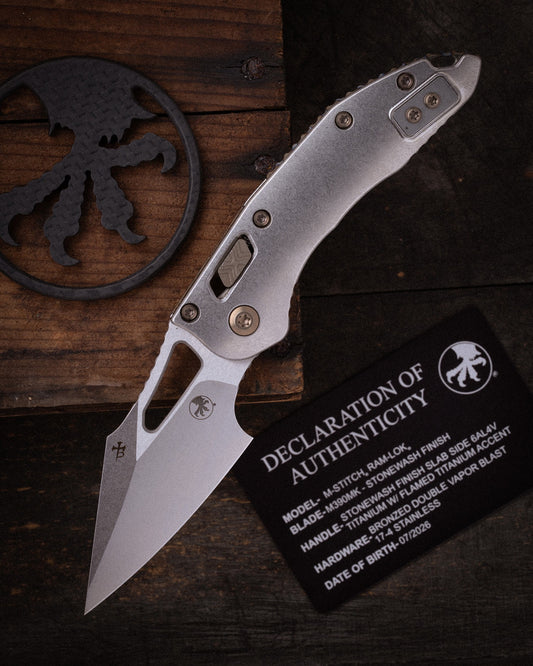 M-Stitch® RAM-LOK® MARFIONE SELECT STONEWASH FINISH SLAB SIDE TITANIUM WITH FLAMED TITANIUM ACCENT BRONZED DOUBLE VAPOR BLAST STAINLESS (169MRL-10MS4)