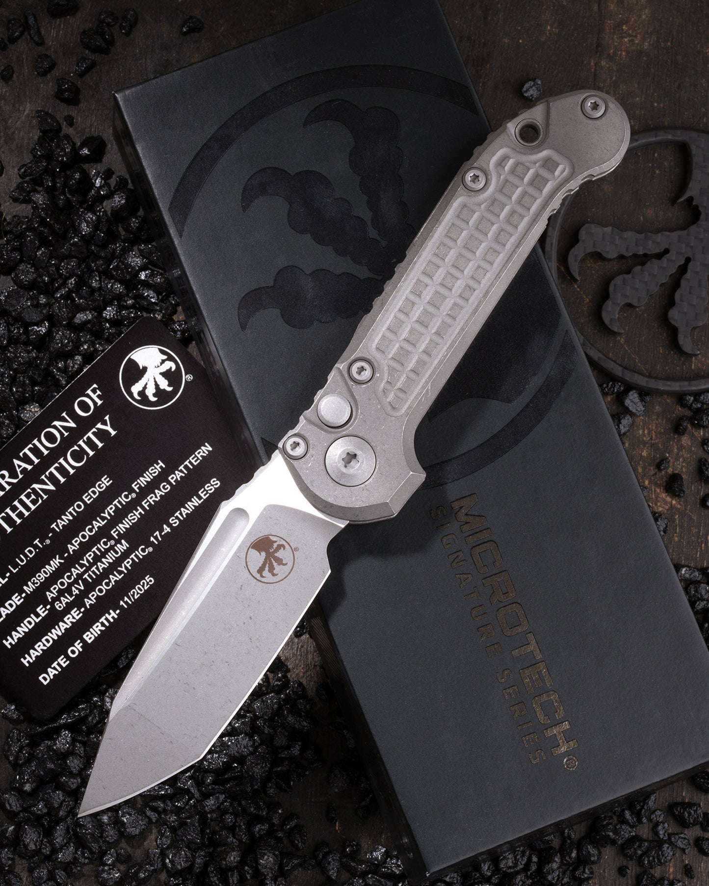 L.U.D.T – TANTO EDGE MARFIONE SELECT APOCALYPTIC FINISH APOCALYPTIC FINISH FRAG PATTERN TITATIUM APOCALYPTIC STAINLESS