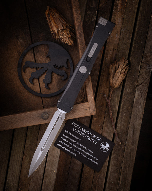 NEMESIS IV DOUBLE EDGE MAFIONE SELECT APOCALYPTIC® FINISH HARDCOAT ANODIZED ALLOY APOCALYPTIC® FINISH STAINLESS (1152-10APMS1)