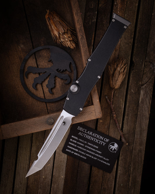 HALO® VII TANTO EDGE MARFIONE SELECT STONEWASH FINISH HARDCOAT ANODIZED ALLOY DOUBLE VAPOR BLAST STAINLESS (1351-10MS1)