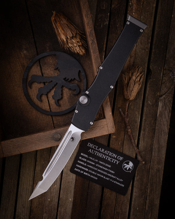 HALO® VII TANTO EDGE MARFIONE SELECT STONEWASH FINISH HARDCOAT ANODIZED ALLOY DOUBLE VAPOR BLAST STAINLESS (1351-10MS1)