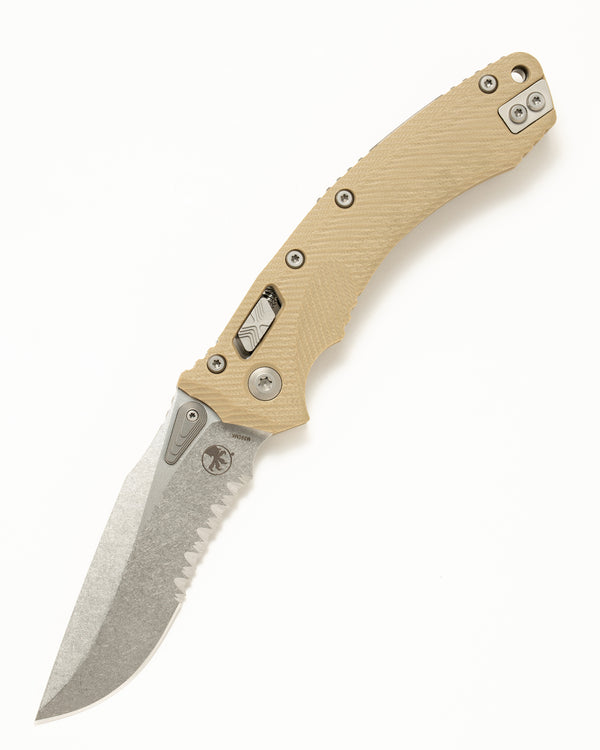 Amphibian® - RAM-LOK™ S/E Stonewash Part Serrate Fluted G10 Tan (137RL-11FLGTTA)