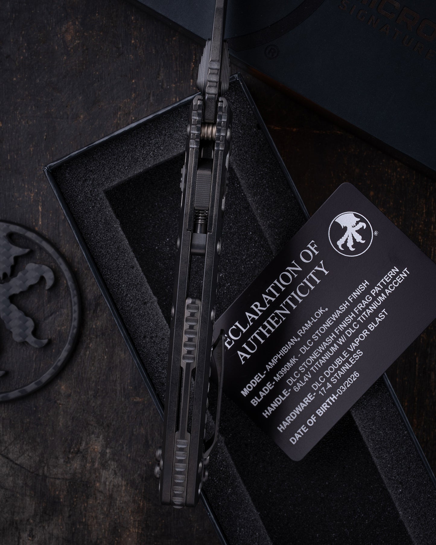 AMPHIBIAN RAM-LOK MARFIONE SELECT DLC STONEWASH FINISH DLC STONEWASH FINISH FRAG PATTERN TITANIUM W/DLC TITANIUM ACCENT DLC DOUBLE VAPOR BLAST STAINLESS (137RL-1DLCTFRMS2)