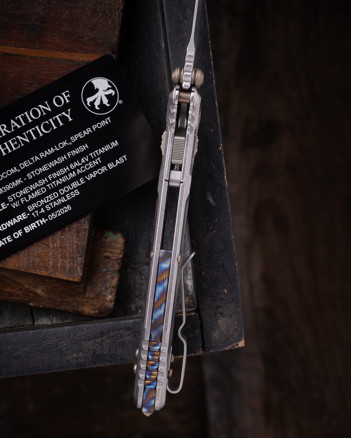 SOCOM® DELTA RAM-LOK® SPEAR POINT MARFIONE SELECT STONEWASH FINISH STONEWASH FINISH TITANIUM W/ FLAMED TITANIUM ACCENTS BRONZED DOUBLE VAPOR BLAST STAINLESS (159RL-10SMS5)