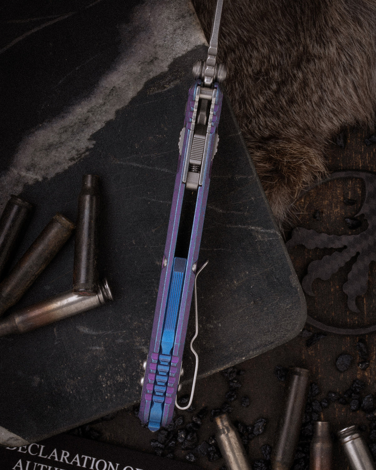 Socom® RAM-LOK® CLIP POINT MARFIONE SELECT STONEWASH FINISH GALACTIC PURPLE TITANIUM WITH TEXTURED INLAY AND BLUE TITANIUM ACCENTS DOUBLE VAPOR BLAST STAINLESS (160RL-10MS9)