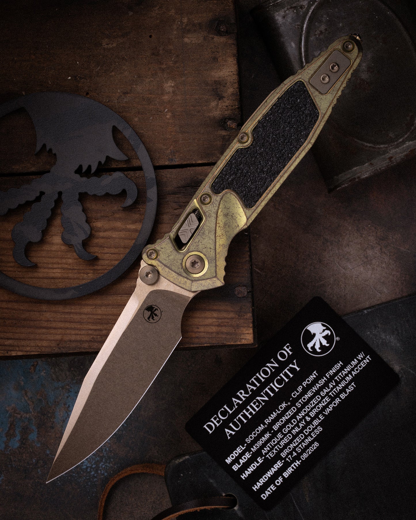 Socom® RAM-LOK® S/E Marfione Select Bronzed Stonewash Finish Antique Gold Anodized Titanium w/ Textured Inlay and Bronze Titanium Accents Bronzed Double Vapor Blast Stainless (160RL-13MS2)