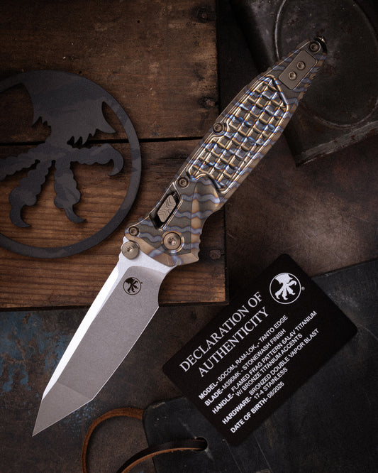 SOCOM® RAM-LOK® T/E MARFIONE SELECT STONEWASH FINISH FLAMED FRAG PATTERN TITANIUM W/ BRONZE TITANIUM ACCENTS BRONZED DOUBLE VAPOR BLAST STAINLESS (161RL-10FRMS8)