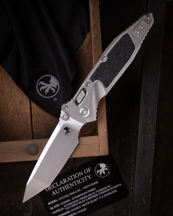 SOCOM® RAM-LOK® T/E MARFIONE SELECT STONEWASH FINISH STONEWASH FINISH TITANIUM W/ TEXTURED INLAY AND BRONZE TITANIUM ACCENTS DOUBLE VAPOR BLAST STAINLESS (161RL-10MS2)