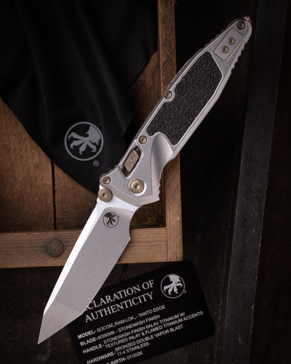 SOCOM® RAM-LOK® T/E MARFIONE SELECT STONEWASH FINISH STONEWASH FINISH TITANIUM W/ TEXTURED INLAY AND FLAMED TITANIUM ACCENTS DOUBLE VAPOR BLAST STAINLESS (161RL-10MS5)