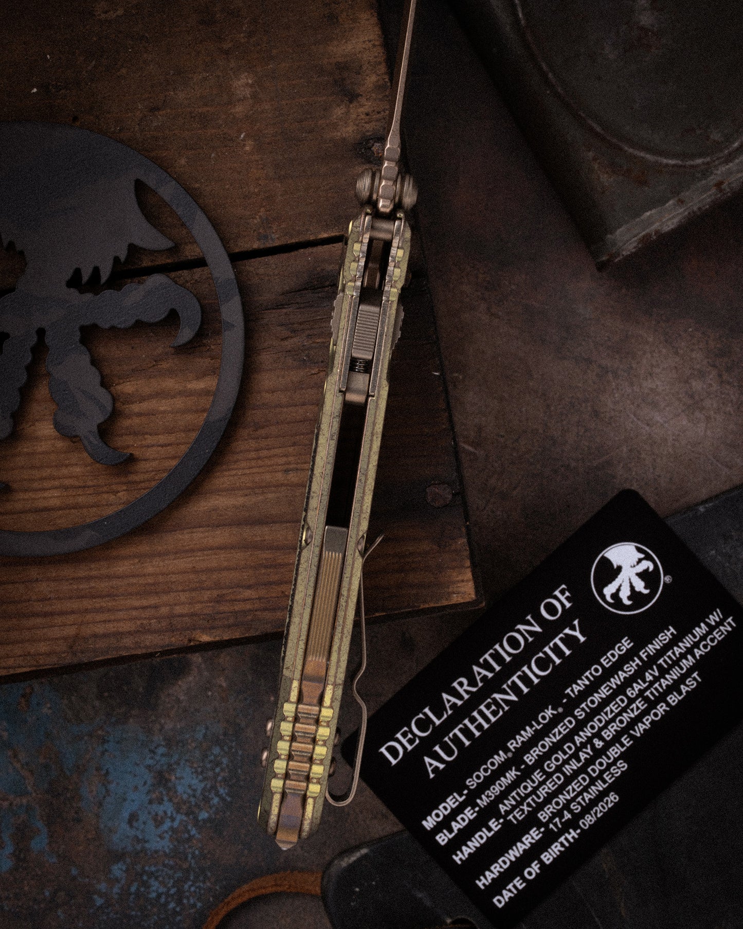 SOCOM® RAM-LOK® T/E MARFIONE SELECT BRONZED STONEWASH FINISH ANTIQUE GOLD ANODIZED TITANIUM W/ TEXTURED INLAY AND BRONZE TITANIUM ACCENTS BRONZED DOUBLE VAPOR STAINLESS (161RL-13MS2)