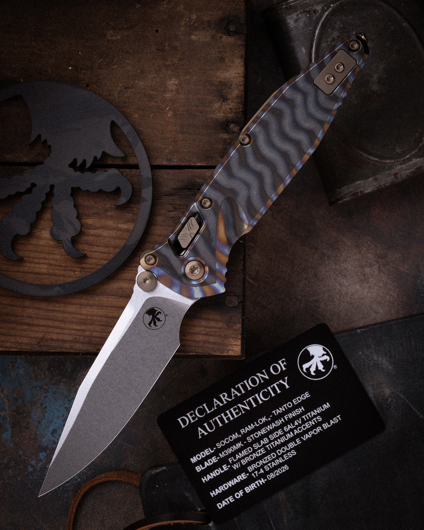 SOCOM® RAM-LOK® T/E MARFIONE SELECT STONEWASH FINISH FLAMED SLAB SIDE TITANIUM W/ BRONZE TITANIUM ACCENTS BRONZED DOUBLE VAPOR BLAST STAINLESS (161RLS-10MS8)