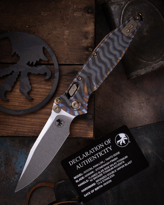 SOCOM® RAM-LOK® T/E MARFIONE SELECT STONEWASH FINISH FLAMED SLAB SIDE TITANIUM W/ BRONZE TITANIUM ACCENTS BRONZED DOUBLE VAPOR BLAST STAINLESS (161RLS-10MS8)