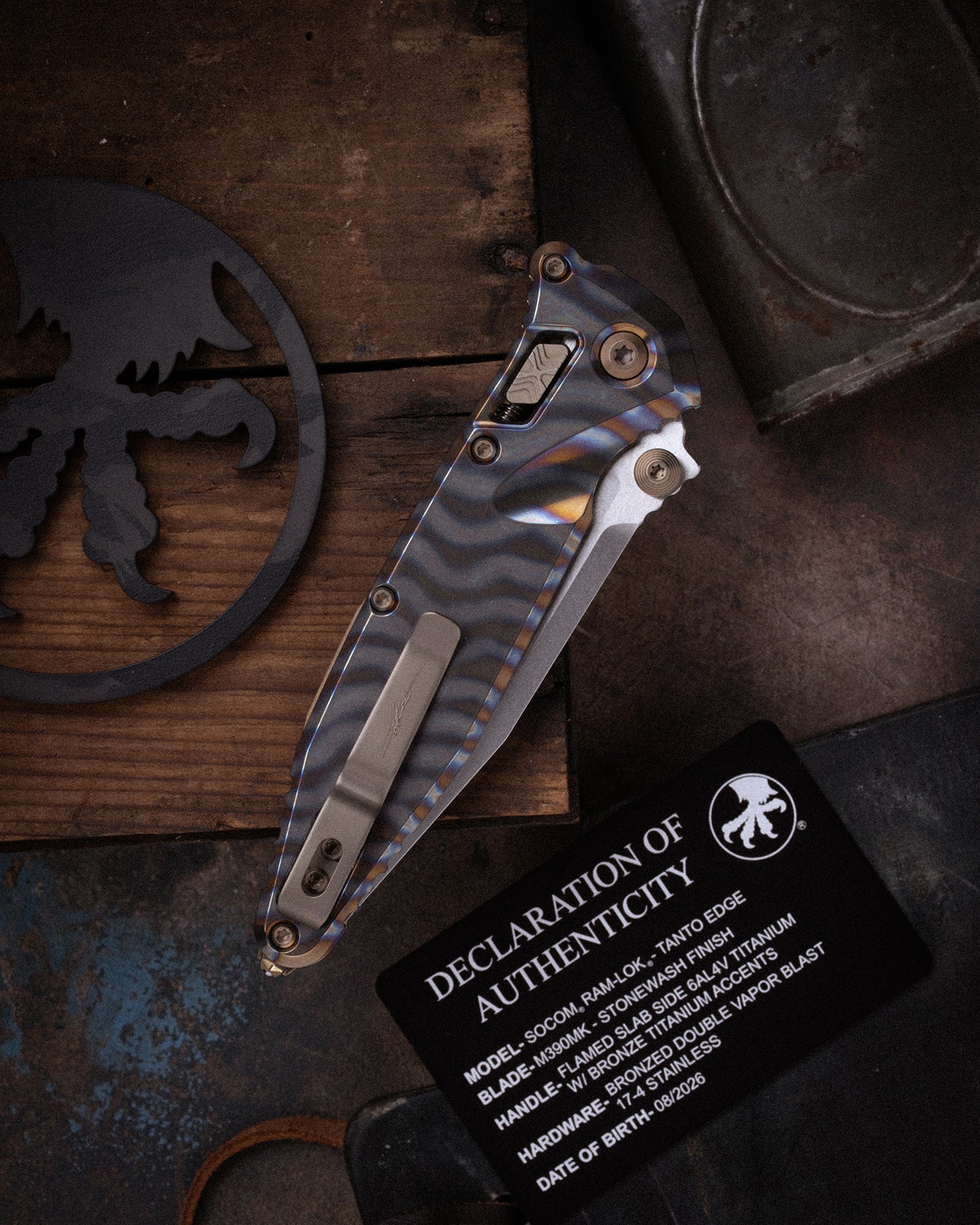 SOCOM® RAM-LOK® T/E MARFIONE SELECT STONEWASH FINISH FLAMED SLAB SIDE TITANIUM W/ BRONZE TITANIUM ACCENTS BRONZED DOUBLE VAPOR BLAST STAINLESS (161RLS-10MS8)