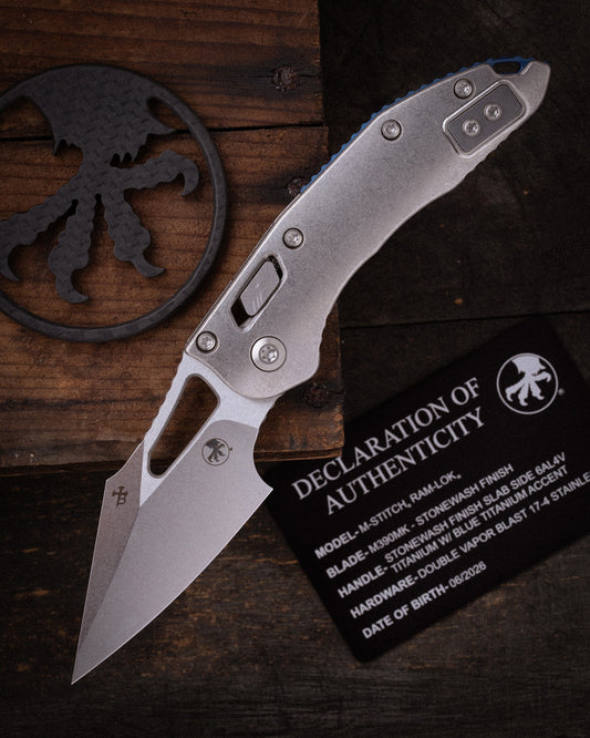 M-Stitch® RAM-LOK® MARFIONE SELECT STONEWASH FINISH SLAB SIDE TITANIUM WITH BLUE TITANIUM ACCENT (169MRL-10MS2)