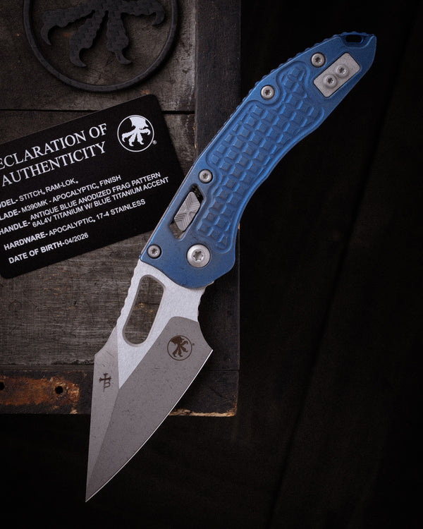Stitch RAM-LOK™ Marfione Select Apocalyptic Finish Antique Blue Frag Titanium W/Blue Titanium Accent Apocalyptic Stainless (169RL-10APFRMS2)