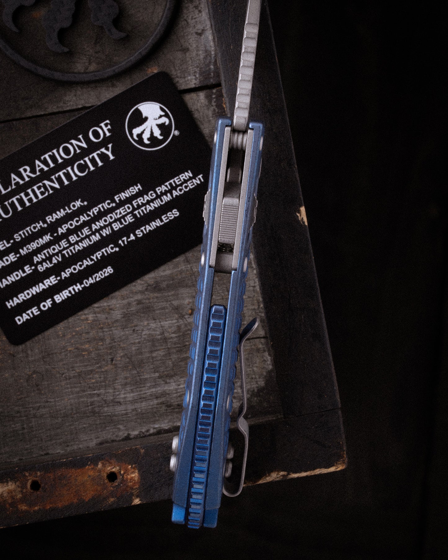 Stitch RAM-LOK™ Marfione Select Apocalyptic Finish Antique Blue Frag Titanium W/Blue Titanium Accent Apocalyptic Stainless (169RL-10APFRMS2)