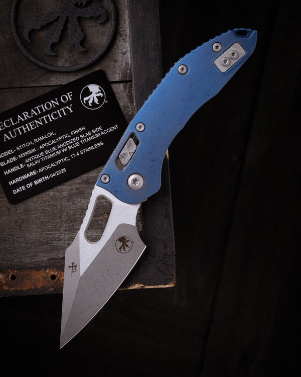 Stitch RAM-LOK™ Marfione Select Apocalyptic Finish Antique Blue Slab Side Titanium W/Blue Titanium Accent Apocalyptic Stainless (169RL-10APFRMS2) (Copy)