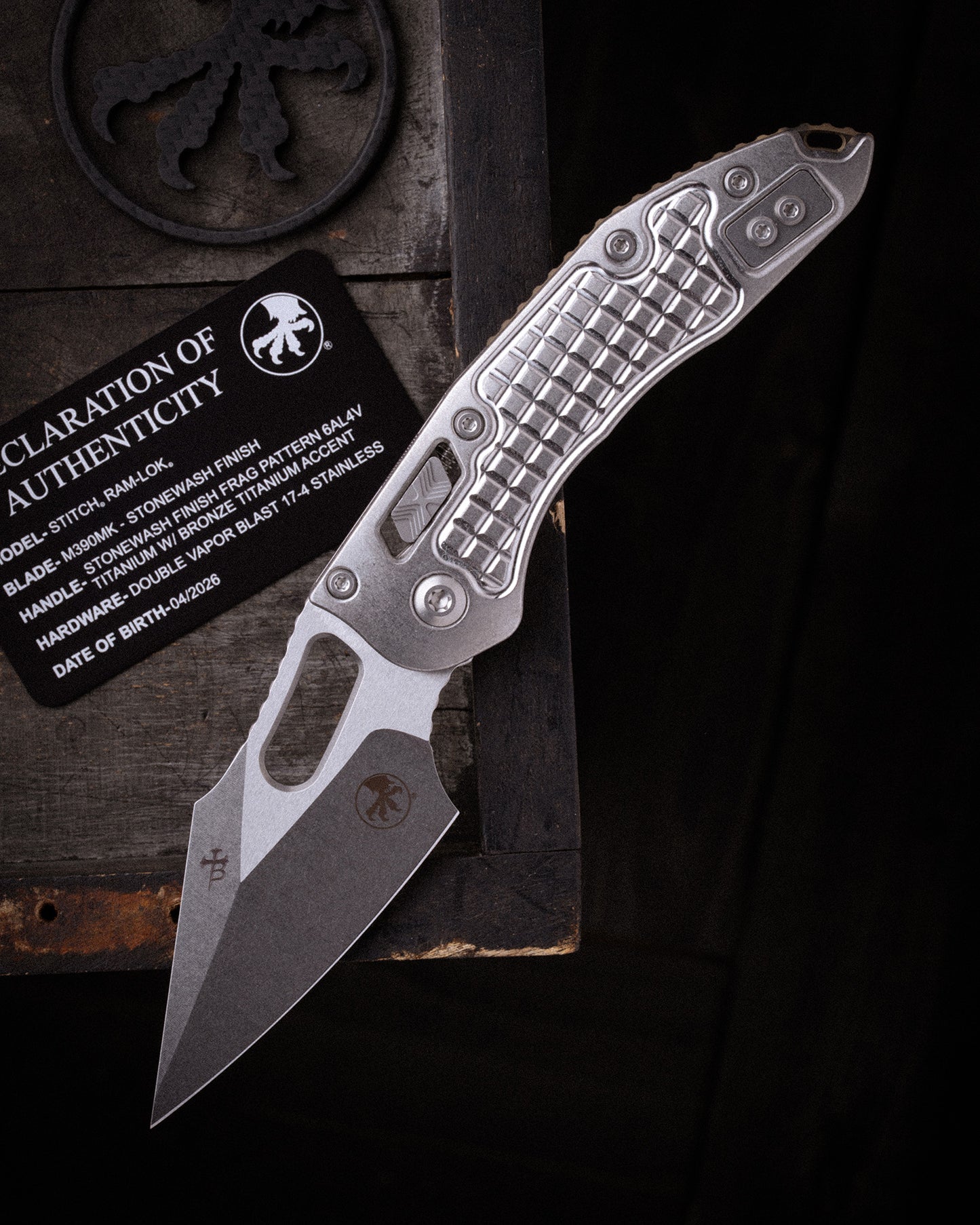 STITCH RAM-LOK® MARFIONE SELECT STONEWASH FINISH STONEWASH FRAG PATTERN TITANIUM W/ BRONZE TITANIUM ACCENT DOUBLE VAPOR BLAST STAINLESS (169RL-10FRMS1)