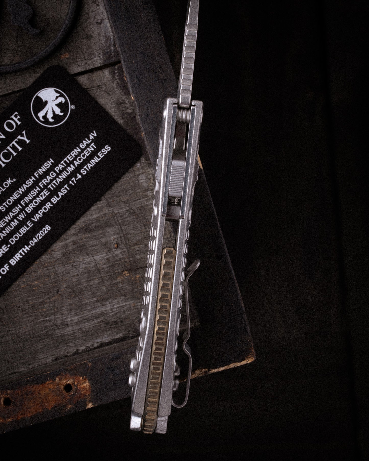 STITCH RAM-LOK® MARFIONE SELECT STONEWASH FINISH STONEWASH FRAG PATTERN TITANIUM W/ BRONZE TITANIUM ACCENT DOUBLE VAPOR BLAST STAINLESS (169RL-10FRMS1)