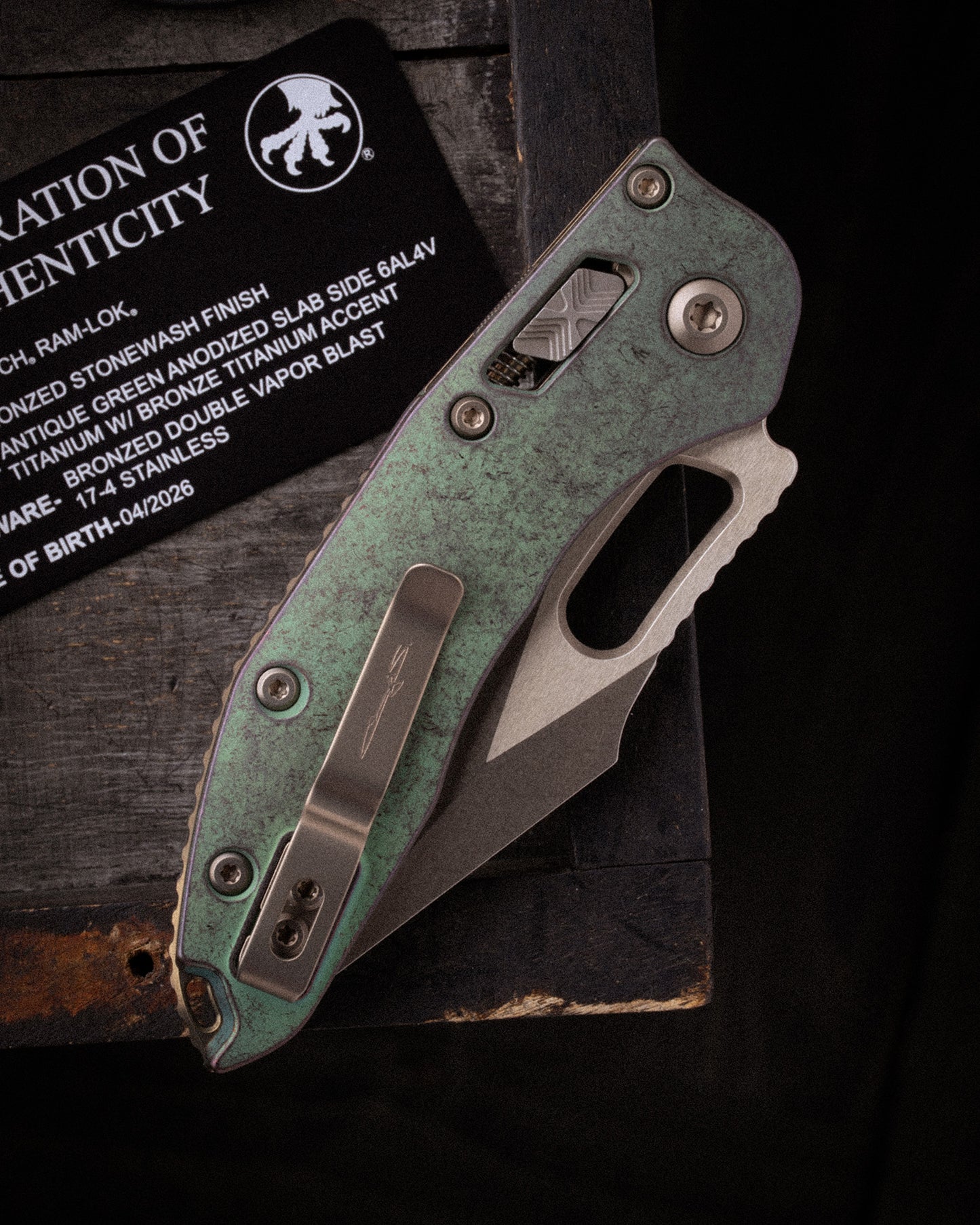 Stitch RAM-LOK™ Marfione Select Bronzed Stonewash Finish Antique Green Anodized Slab Titanium W/Bronze Titanium Accent Double Vapor Blast Stainless (169RL-13MS1)