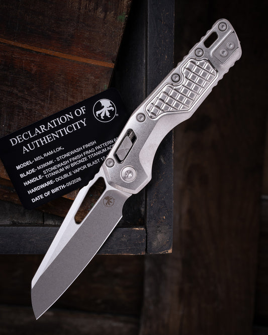 MSI® RAM-LOK® MARFIONE SELECT STONEWASH FINISH FRAG PATTERN TITANIUM W/ BRONZE TITANIUM ACCENT DOUBLE VAPOR BLAST STAINLESS (210-10FRMS1)