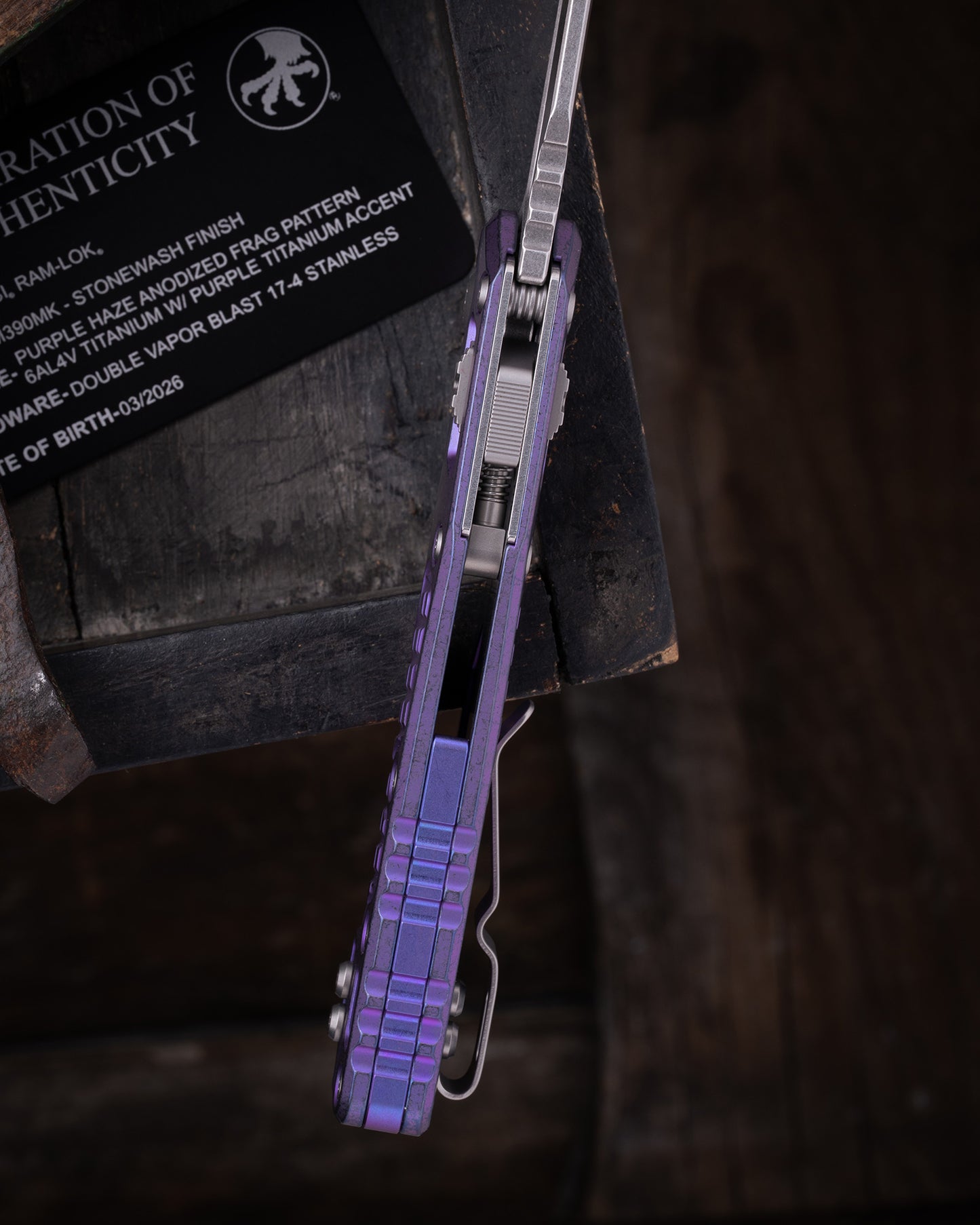 MSI® RAM-LOK® MARFIONE SELECT STONEWASH FINISH PURPLE HAZE ANODIZED FRAG PATTERN ACCENT DOUBLE VAPOR BLAST STAINLESS (210-10FRMS5)