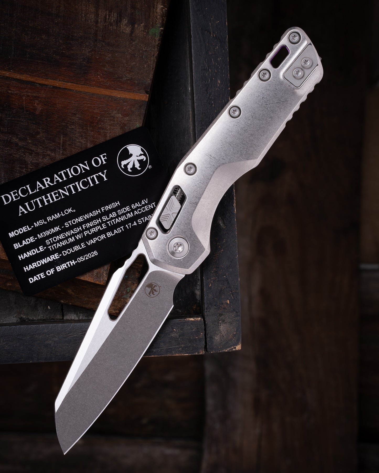 MSI® MARFIONE SELECT STANDARD STONEWASH FINISH SLAB SIDE TITANIUM W/ PURPLE TITANIUM ACCENT DOUBLE VAPOR BLAST STAINLESS (210-10MS3)