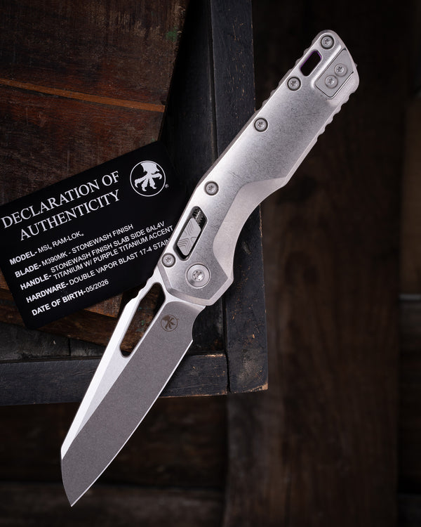 MSI® MARFIONE SELECT STANDARD STONEWASH FINISH SLAB SIDE TITANIUM W/ PURPLE TITANIUM ACCENT DOUBLE VAPOR BLAST STAINLESS (210-10MS3)