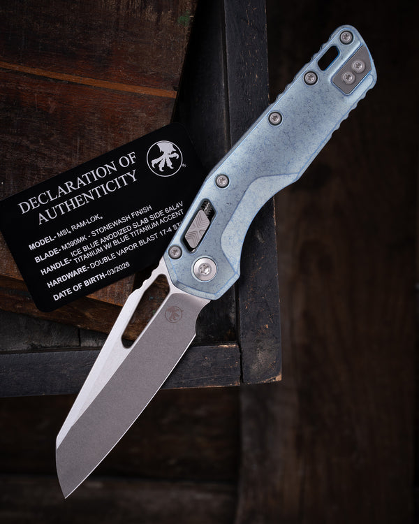 MSI® RAM-LOK® MARFIONE SELECT STONEWASH FINISH ICE BLUE ANODIZED SLAB SIDE TITANIUM W/ BRONZE TITANIUM ACCENT DOUBLE VAPOR BLAST STAINLESS (210-10MS6)