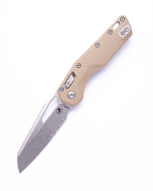 MSI® S/E Fluted G-10 Tan Stonewash Partial Serrated (210-11FLGTTA)