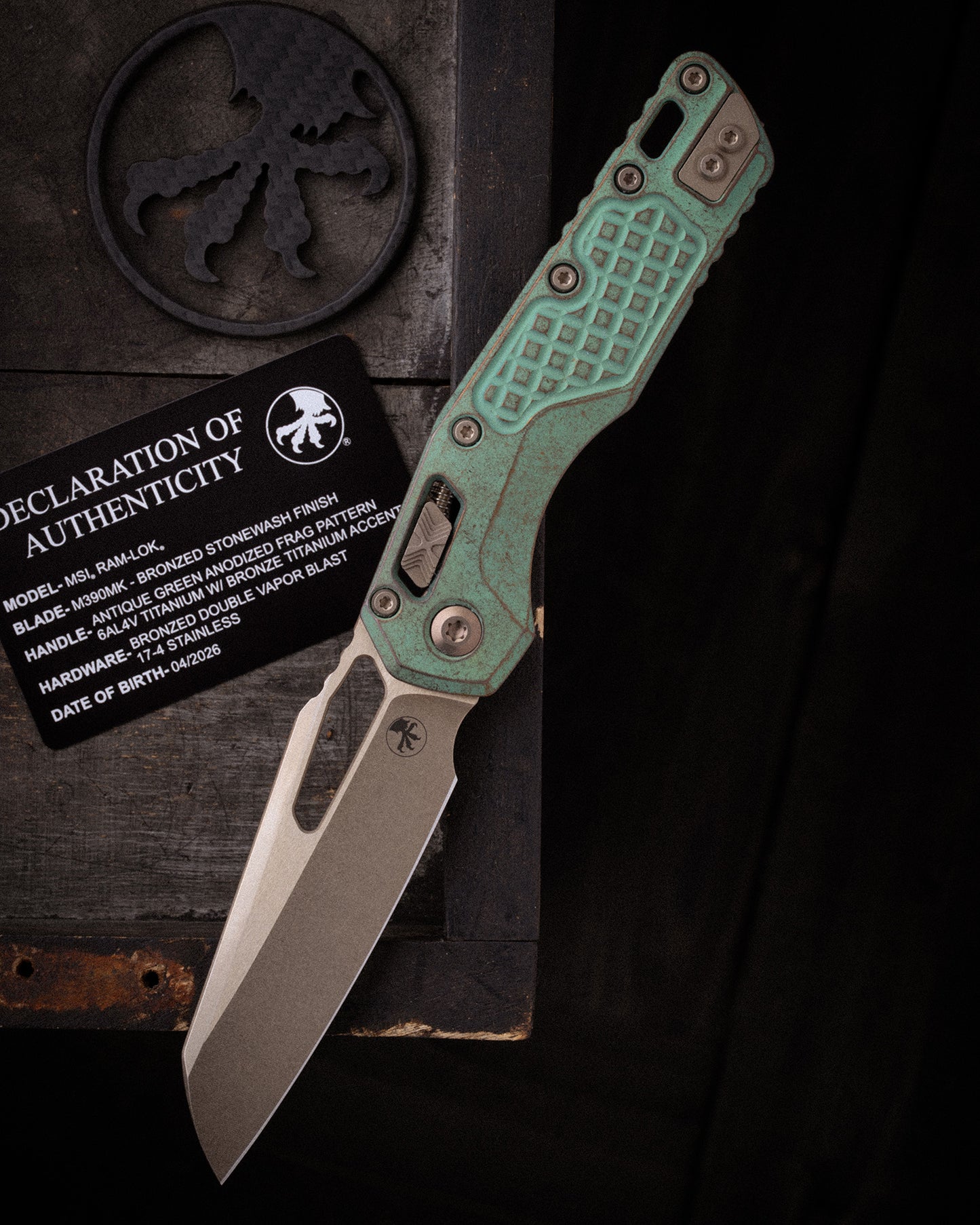 MSI RAM-LOK MARFIONE SELECT BRONZED STONEWASH FINISH ANTIQUE GREEN ANODIZED FRAG TITANIUM W/ BRONZE TITANIUM ACCENT BRONZED DOUBLE VAPOR BLAST STAINLESS (210-13MS1)