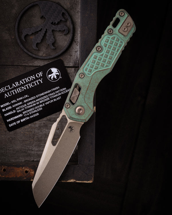 MSI RAM-LOK MARFIONE SELECT BRONZED STONEWASH FINISH ANTIQUE GREEN ANODIZED FRAG TITANIUM W/ BRONZE TITANIUM ACCENT BRONZED DOUBLE VAPOR BLAST STAINLESS (210-13MS1)