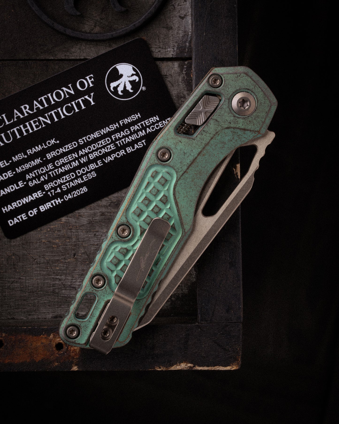 MSI RAM-LOK MARFIONE SELECT BRONZED STONEWASH FINISH ANTIQUE GREEN ANODIZED FRAG TITANIUM W/ BRONZE TITANIUM ACCENT BRONZED DOUBLE VAPOR BLAST STAINLESS (210-13MS1)