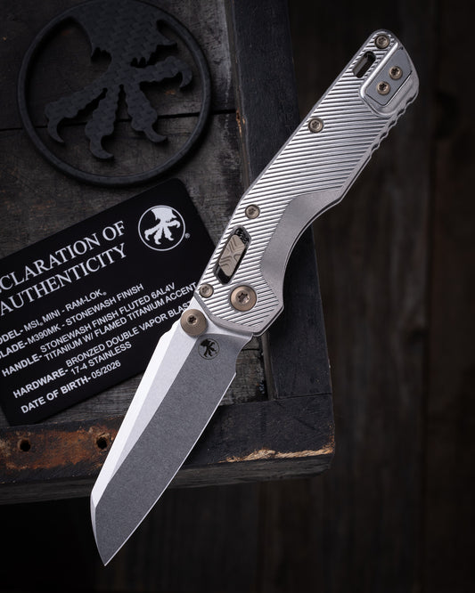 MSI® RAM-LOK® MINI MARFIONE SELECT STONEWASH FINISH STONEWASH FINISH FLUTED TITANIUM W/ FLAMED TITANIUM ACCENT DOUBLE VAPOR BLAST STAINLESS (210M-10FLMS5)